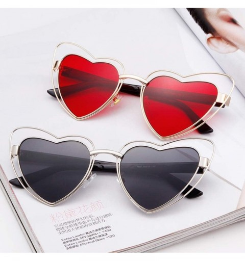 Cat Eye Heart Sunglasses Clout Goggles Vintage Women Cat Eye Retro Mod Style Oversized Sun Glasses - Gold/Grey - CK192EGGLST ...