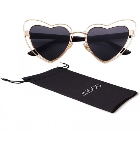 Cat Eye Heart Sunglasses Clout Goggles Vintage Women Cat Eye Retro Mod Style Oversized Sun Glasses - Gold/Grey - CK192EGGLST ...