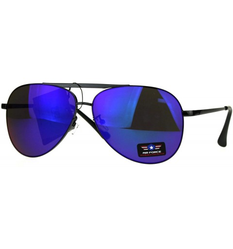 Aviator Air Force Aviator Sunglasses Unisex Aviators Mirrored Lens UV 400 - Gunmetal (Blue Purple Mirror) - CU188YALIYY $13.03