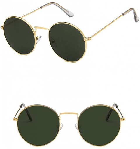Round Unisex Sunglasses Retro Gold Red Drive Holiday Round Non-Polarized UV400 - Gold Green - CT18RH3YZ2U $9.24