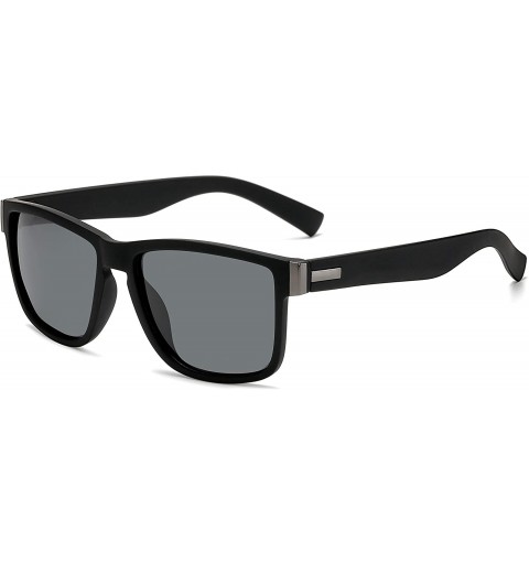 Square Polarized Square Sunglasses Women Men Vintage Driving Fishing Glasses - Sand Black Grey - CN192QU3OEH $14.19