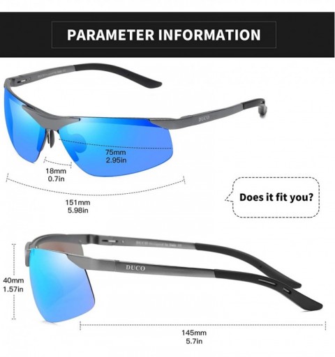 Semi-rimless Men's Sports Style Polarized Sunglasses Fishing Golf Driver Glasses 6806S - Gunmetal Frame Revo Blue Lens - CD11...