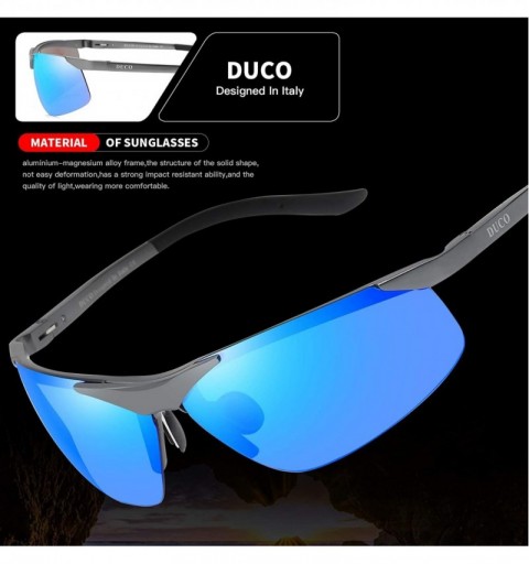 Semi-rimless Men's Sports Style Polarized Sunglasses Fishing Golf Driver Glasses 6806S - Gunmetal Frame Revo Blue Lens - CD11...