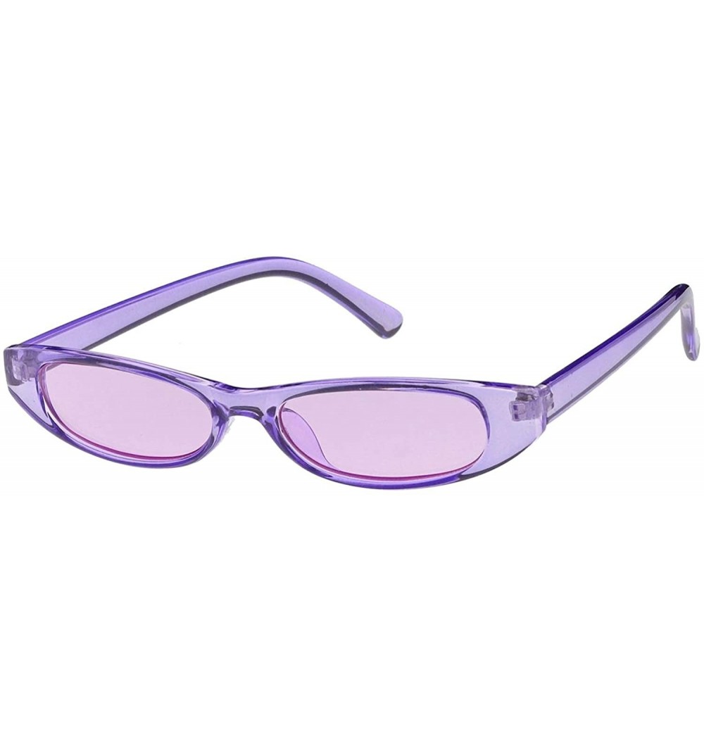 Oval Small Tiny Oval Sleek Fashion Sunglasses - Purple - CT18UESLKOY $11.24