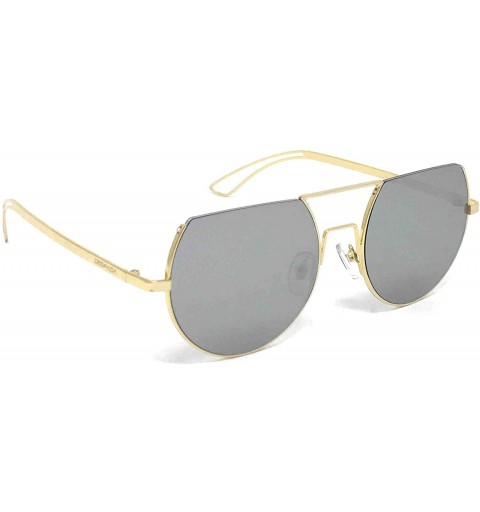 Aviator Premium Unisex Designer Fashion Semi-Rimless Metal Frame Mirrored Sunglasses UV400 Lens- DS 1607- Made in Italy - CO1...