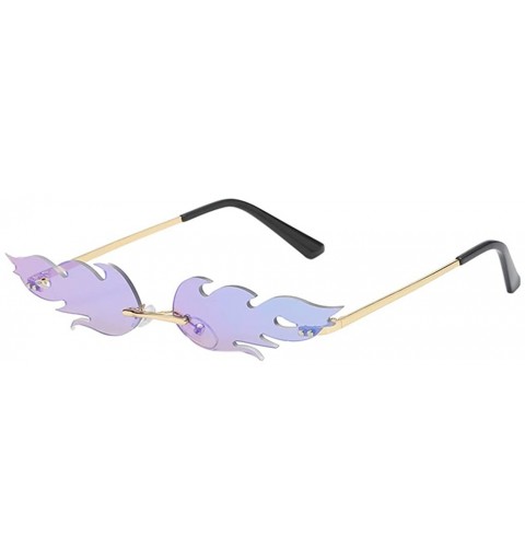 Round Fire Flame Sunglasses Flame Shape Sunglasses Novelty Sunglasses Retro for Man Women Irregular Shape Glasses - F - CH190...