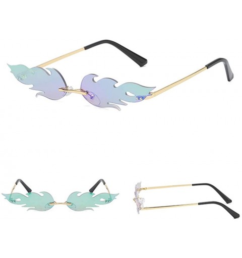 Round Fire Flame Sunglasses Flame Shape Sunglasses Novelty Sunglasses Retro for Man Women Irregular Shape Glasses - F - CH190...