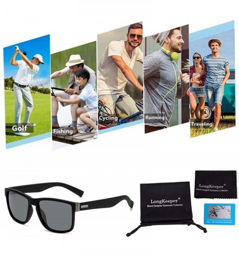 Square Polarized Square Sunglasses Women Men Vintage Driving Fishing Glasses - Sand Black Grey - CN192QU3OEH $14.19