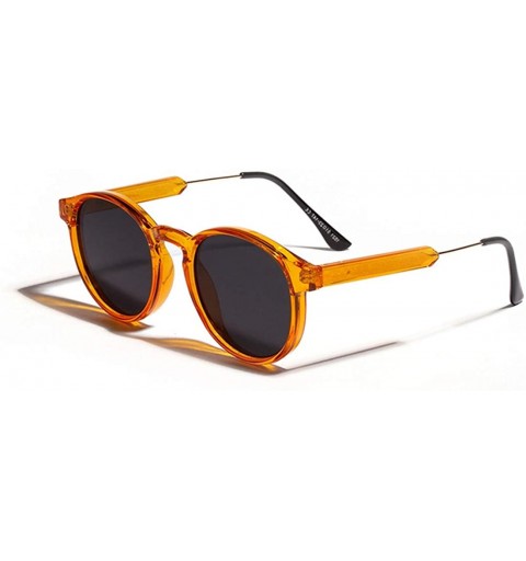 Round Classic Sunglasses Design Transparent glasses - Orange - CM18AGAKK0U $19.81