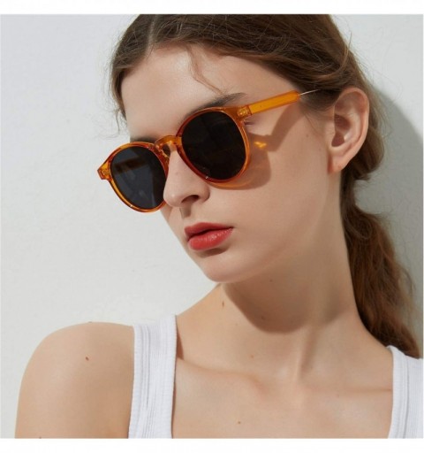 Round Classic Sunglasses Design Transparent glasses - Orange - CM18AGAKK0U $9.39