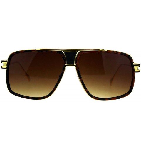 Square Mens Fashion Sunglasses Designer Style Square Flat Top Frame UV 400 - Tortoise Gold (Brown) - CD18CN0A2O6 $9.78