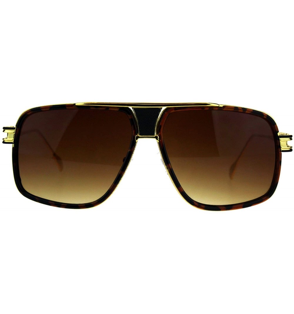 Square Mens Fashion Sunglasses Designer Style Square Flat Top Frame UV 400 - Tortoise Gold (Brown) - CD18CN0A2O6 $9.78