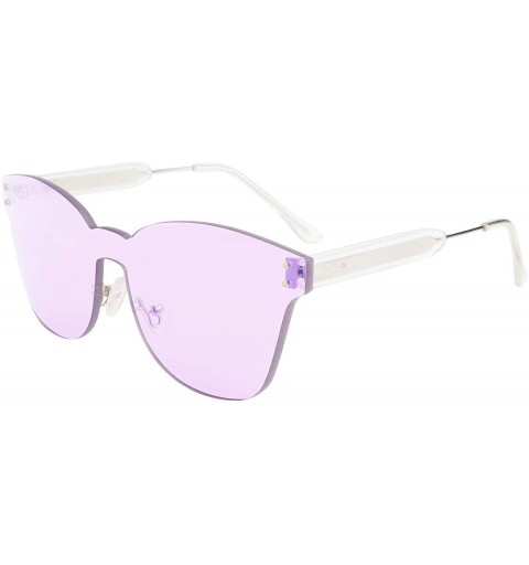 Square Stylish One Piece Rimless Sunglasses Transparent Candy Color Eyewear Vintage Inspired Women Sun Glasses B2489 - CF18R3...