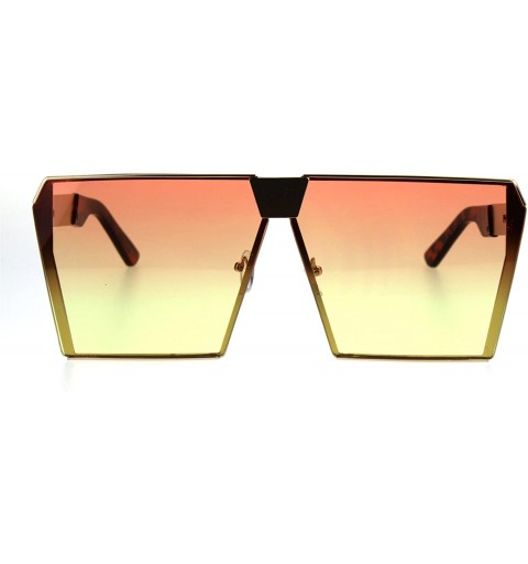 Rectangular Oceanic Color Gradient Lens Futuristic Squared Metal Racer Sunglasses - Orange Yellow - CU185NNUGA3 $11.23