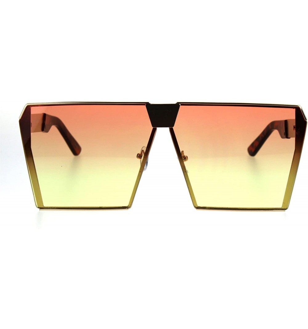 Rectangular Oceanic Color Gradient Lens Futuristic Squared Metal Racer Sunglasses - Orange Yellow - CU185NNUGA3 $11.23