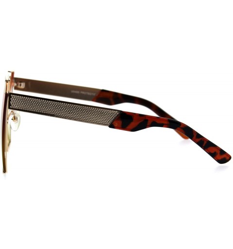 Rectangular Oceanic Color Gradient Lens Futuristic Squared Metal Racer Sunglasses - Orange Yellow - CU185NNUGA3 $11.23