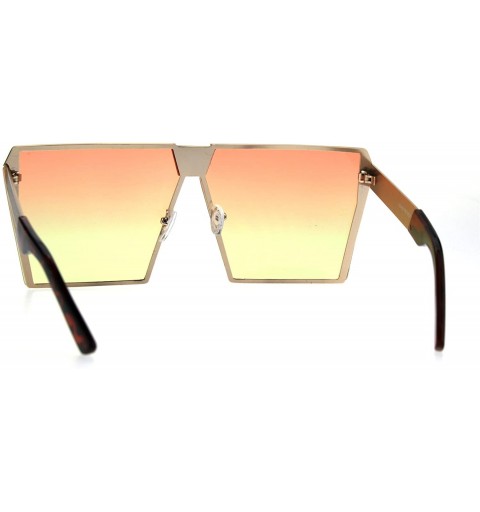 Rectangular Oceanic Color Gradient Lens Futuristic Squared Metal Racer Sunglasses - Orange Yellow - CU185NNUGA3 $11.23