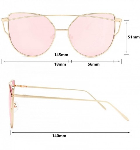 Cat Eye Sunglasses for Women - Cat Eye Mirrored/Transparent Flat Lenses Metal Frame Sunglasses UV400 - CY18L99CX0H $8.98