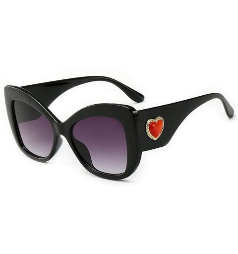 Rimless Vintage Cat Eye Sunglasses Women Leopard Frame Charm Red Heart Retro Brand Designer Sun Glasses Shades Female - CS198...