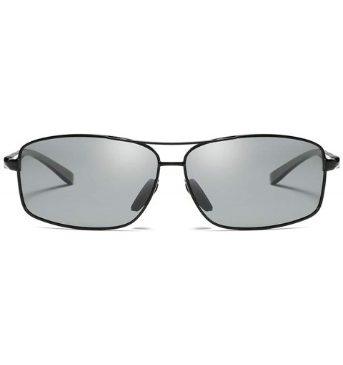 Rectangular Polarized Sunglasses Driving Photosensitive Glasses Color changing sunglasses - Black - CV18SR6GTHY $26.75