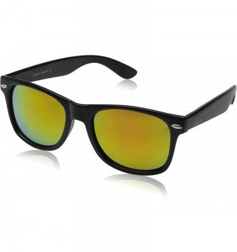Wayfarer Flat Matte Reflective Flash Color Lens Large Horn Rimmed Style Sunglasses - Classic - Black / Sun - CV122QV6V6J $20.45