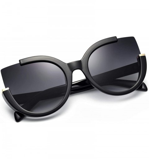 Square Oversized Cat Eye Sunglasses for Women Fashion Retro Style MS51807 - Black - C318RXQSOT3 $15.53