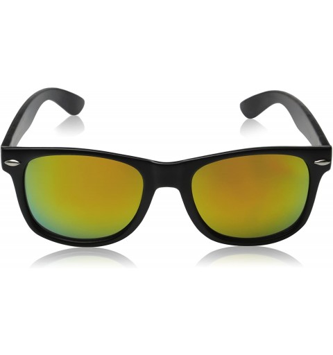 Wayfarer Flat Matte Reflective Flash Color Lens Large Horn Rimmed Style Sunglasses - Classic - Black / Sun - CV122QV6V6J $8.84