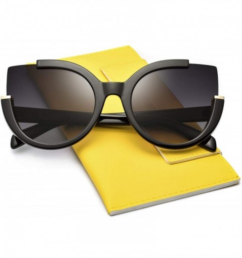 Square Oversized Cat Eye Sunglasses for Women Fashion Retro Style MS51807 - Black - C318RXQSOT3 $15.53