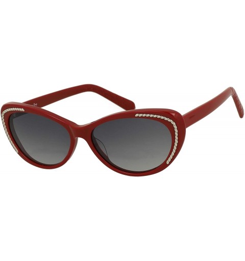 Oversized Vintage Brand Cat Eye Polarized Sunglasses 100% UV Protection Retro Glasses Women Eyewear - Red - CY18SCWOOQU $16.58