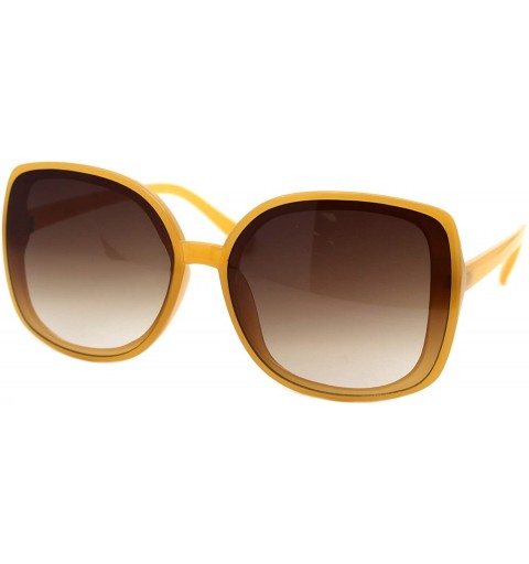 Square Designer Style Sunglasses Womens Chic Square Frame Shades UV 400 - Mustard Yellow (Brown) - CK1963S2LKH $27.94