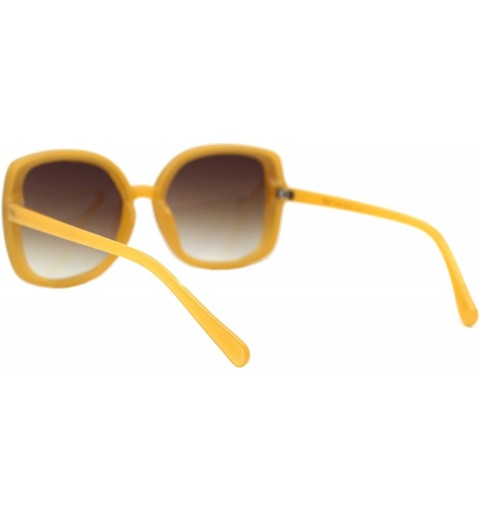 Square Designer Style Sunglasses Womens Chic Square Frame Shades UV 400 - Mustard Yellow (Brown) - CK1963S2LKH $27.94
