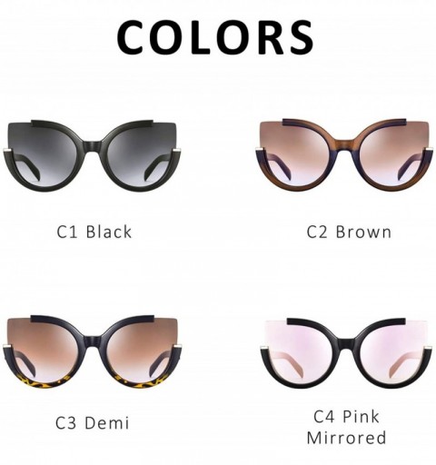 Square Oversized Cat Eye Sunglasses for Women Fashion Retro Style MS51807 - Black - C318RXQSOT3 $15.53