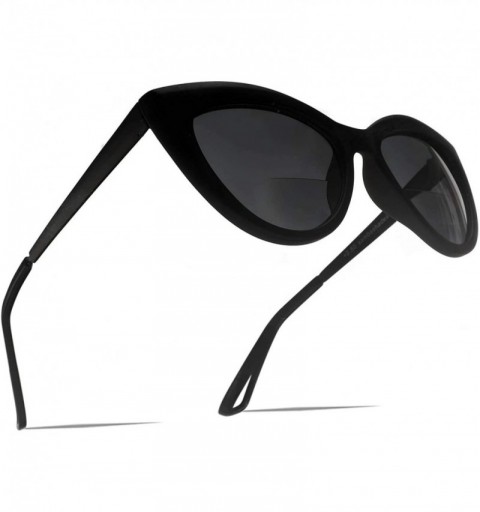Oversized Bifocal Reading Sunglasses Fashion Cat Eye Sunglass Readers Oversized Women's CatEye Glasses - Matte Black - C818W4...