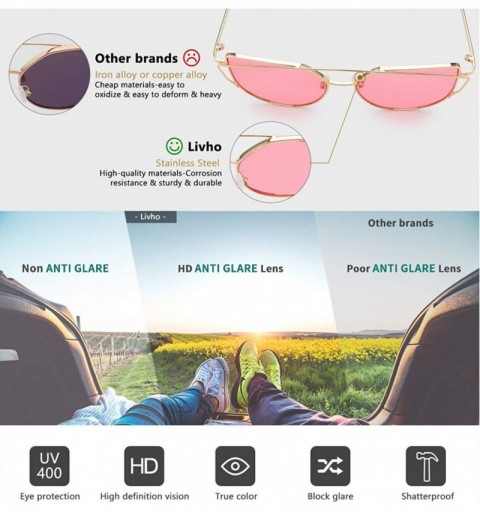 Cat Eye Sunglasses for Women - Cat Eye Mirrored/Transparent Flat Lenses Metal Frame Sunglasses UV400 - CY18L99CX0H $8.98