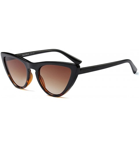 Oversized Women's Sunglasses Vintage Cateye Tinted Lens Slim Exaggerated Sunglasses - Black-tortoise - CZ18DMACW69 $7.43
