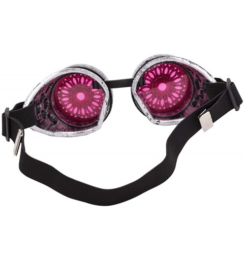 Goggle Barbed Wire Steampunk Goggles Kaleidoscope Rave Glasses Vintage Punk Gothic Cosplay - Antique Silver-pink Lens-23 - CW...