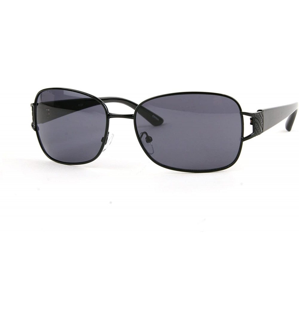 Rectangular Thin Bridged Leisure Rectangular Sunglasses P2209 - Black-smoke Lens - CK127478BAX $12.30