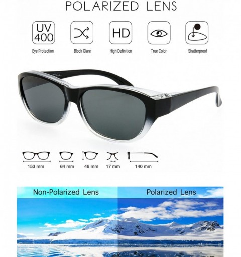 Oversized HD Polarized Wrap Around Shield Sunglasses for Prescription Glasses Gift Box - 7-shiny Black/Crystal - CA18Q6IGX3K ...