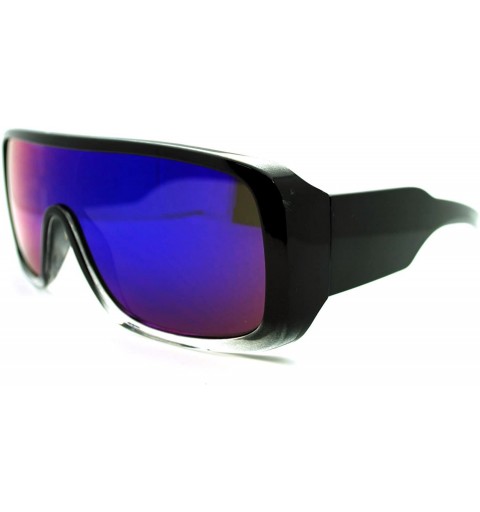 Shield Futuristic Mens Hip Hop Rapper Rectangular Shield Mono Lens Sport Sunglasses - Black Clear - C711J6WV2QL $23.06