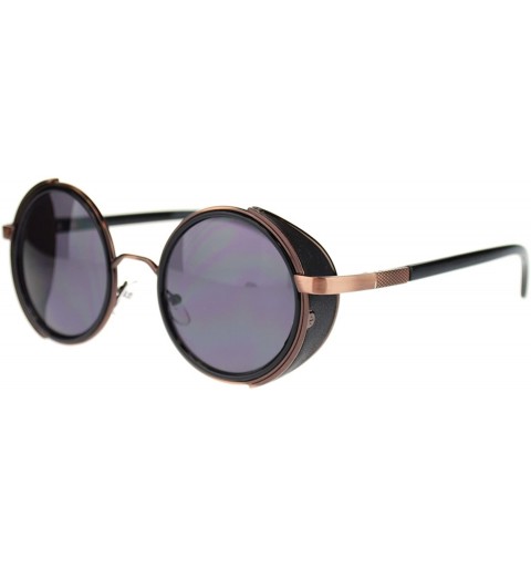 Goggle Mens Steam Punk Side Visor Circle Lens Vintage Goggle Style Sunglasses - Copper Black - CK11NFZRA3N $10.79