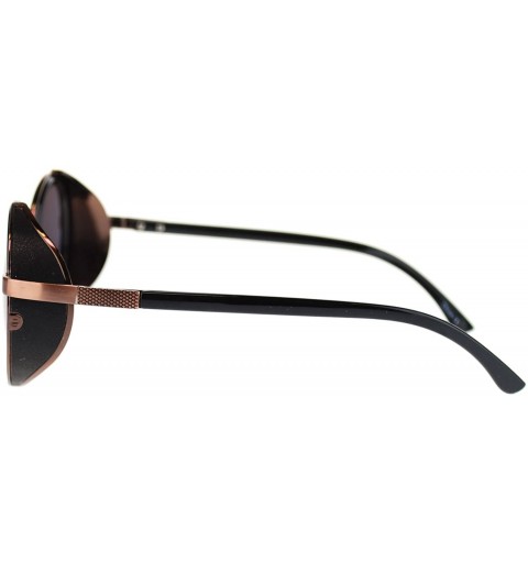 Goggle Mens Steam Punk Side Visor Circle Lens Vintage Goggle Style Sunglasses - Copper Black - CK11NFZRA3N $10.79