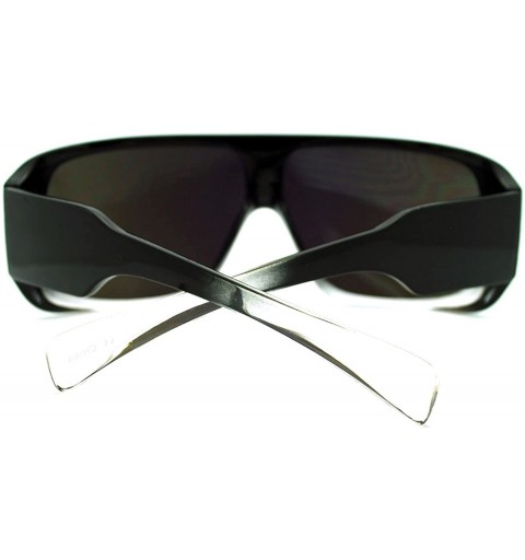 Shield Futuristic Mens Hip Hop Rapper Rectangular Shield Mono Lens Sport Sunglasses - Black Clear - C711J6WV2QL $24.58