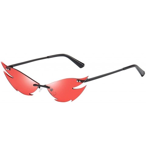 Goggle Retro Narrow Cateye Sunglasses UV Protection Glasses for Girls Women (Black) - Red - CS19040ZMNE $23.48