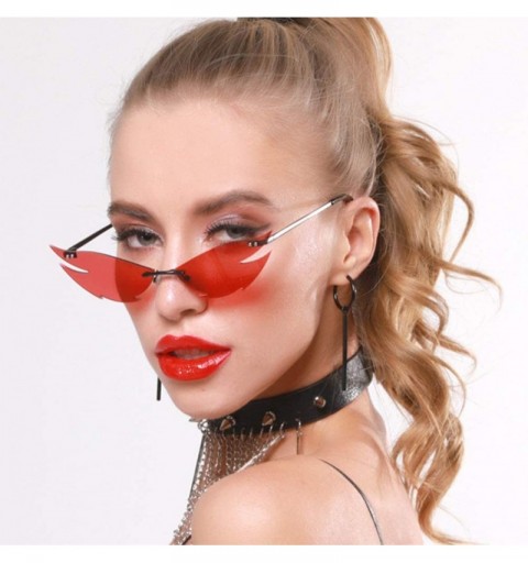 Goggle Retro Narrow Cateye Sunglasses UV Protection Glasses for Girls Women (Black) - Red - CS19040ZMNE $27.80