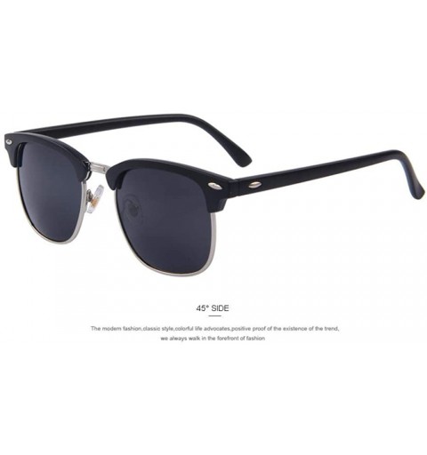 Aviator Men Retro Rivet Polarized Sunglasses Classic Brand Designer Unisex C01 Black - C05 Matte Black - C618XDWCX5Z $20.06