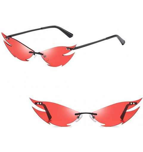 Goggle Retro Narrow Cateye Sunglasses UV Protection Glasses for Girls Women (Black) - Red - CS19040ZMNE $27.80