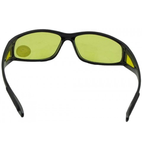 Wrap Wrap Around Non Polarized Yellow Lens Bifocal Sunglasses B131 - Shiny Black Frame - CZ18Z8N44MU $18.11