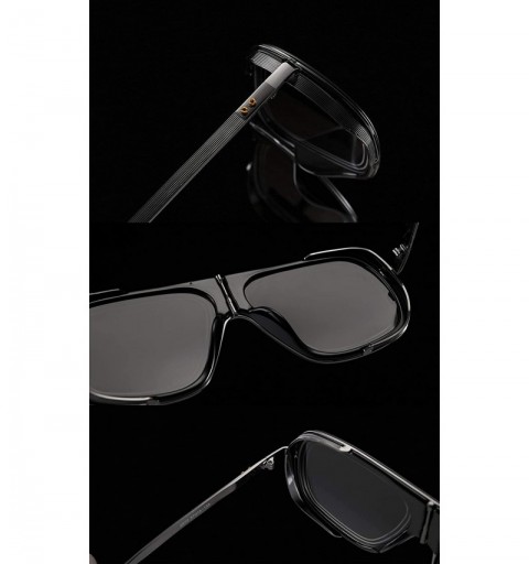 Square Pilot Sunglasses Mens Square Frame Sunglasses Bold Pilot Sports Eyewear - Silver Frame and Gradient Blue Lens - CH18E6...
