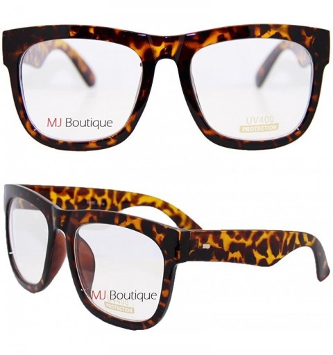 Square Fashion Glasses for Men Women Retro Pop Color Frame Clear Lens - Bold Tortoise - CO11GCRG8Y9 $9.05