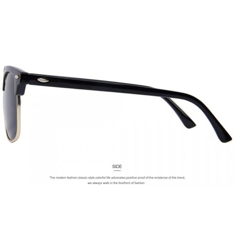 Aviator Men Retro Rivet Polarized Sunglasses Classic Brand Designer Unisex C01 Black - C05 Matte Black - C618XDWCX5Z $13.20